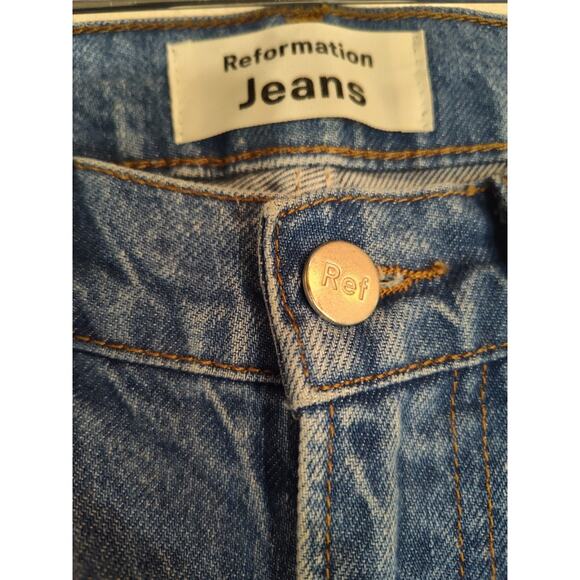 Reformation Jeans Blue Women's Julia High Rise Cigarette Destroyed Jeans Size 26 - Picture 3 of 6